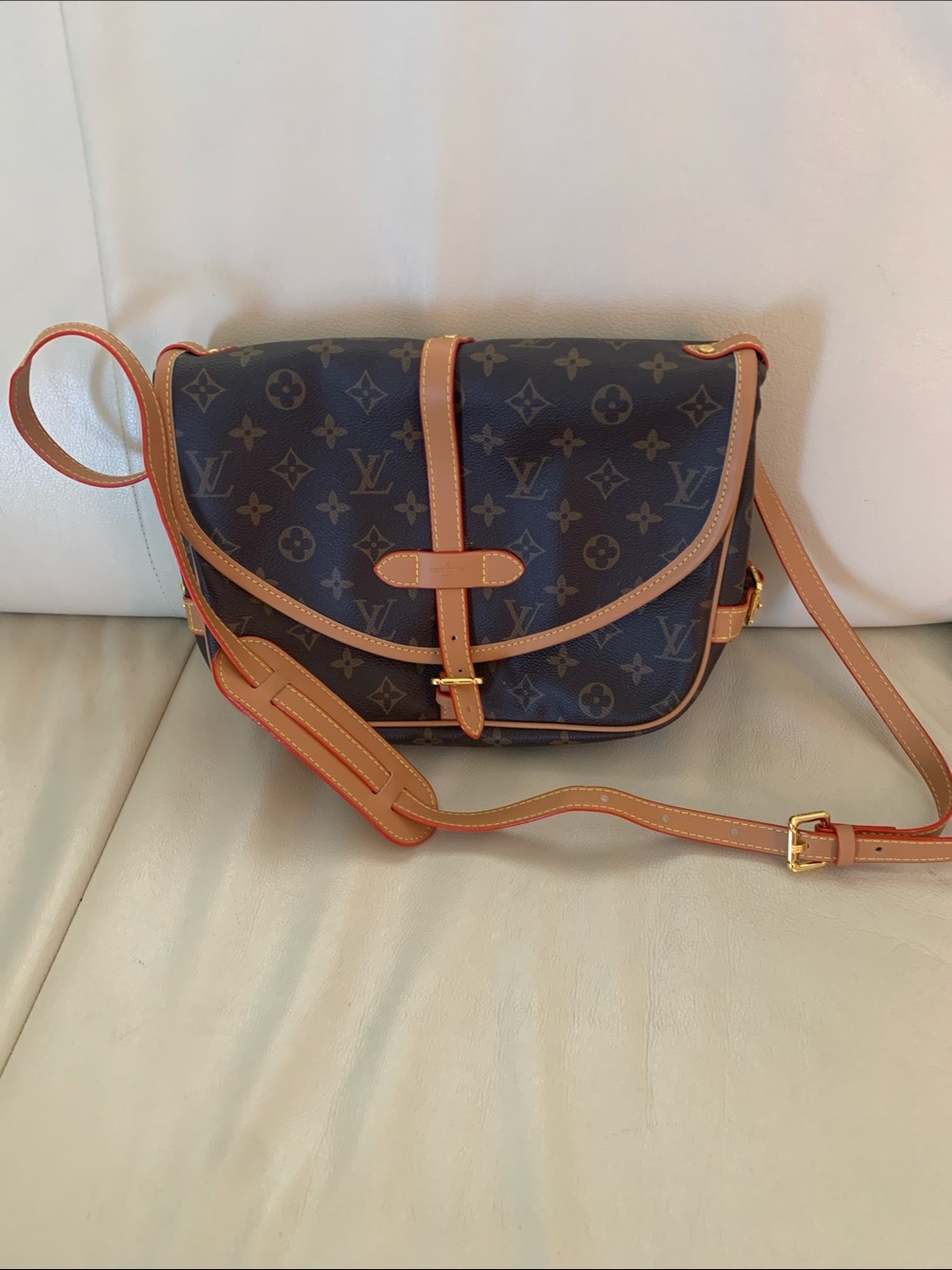 Louis Vuitton Monogram Crossbody in Dark Brown and Vachetta Tan